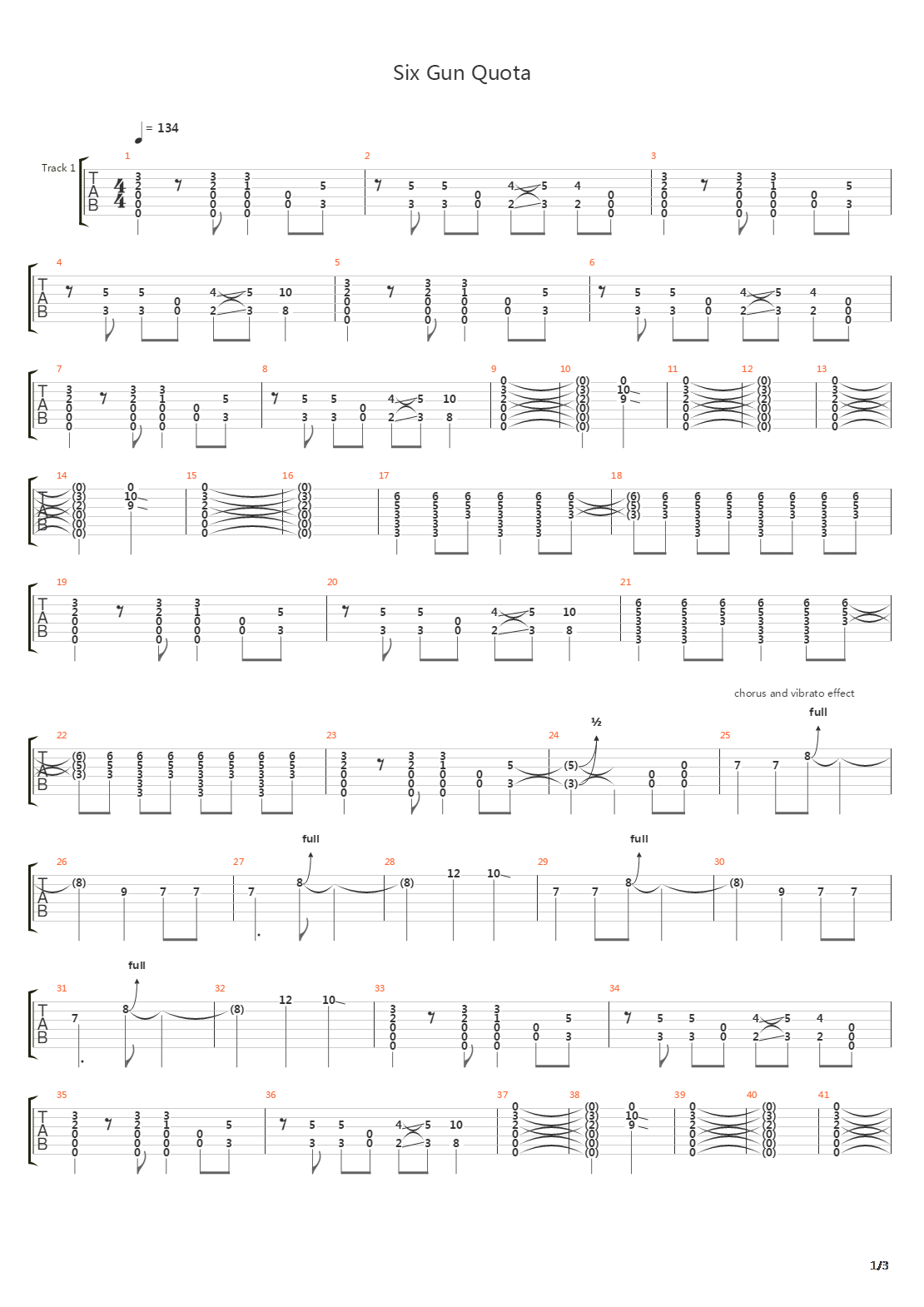 Six Gun Quota吉他谱