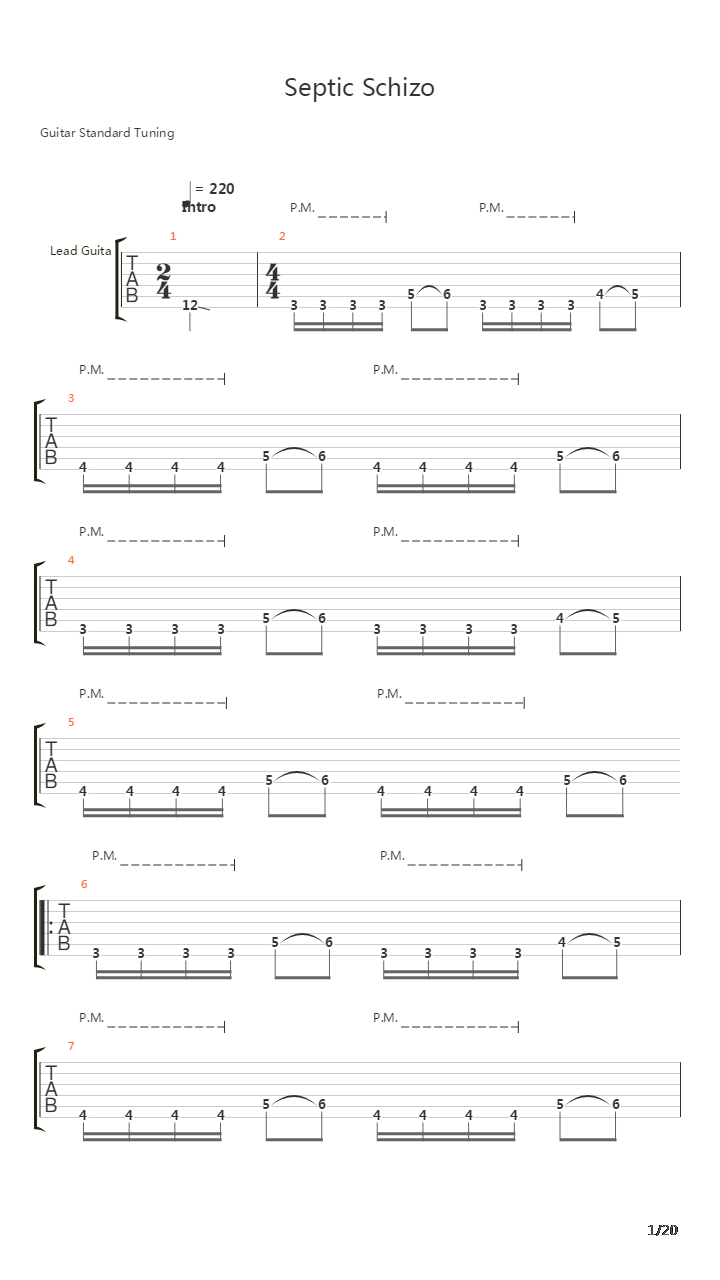 Septic Schizo吉他谱
