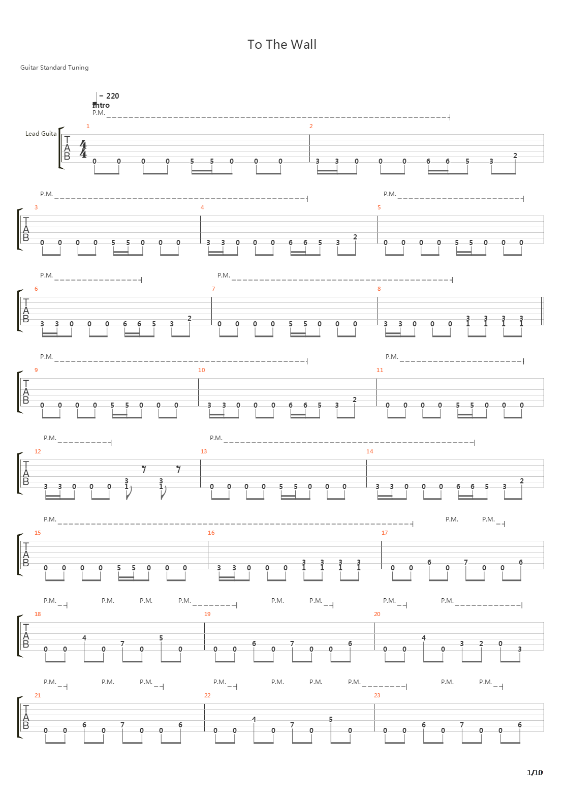 To The Wall吉他谱