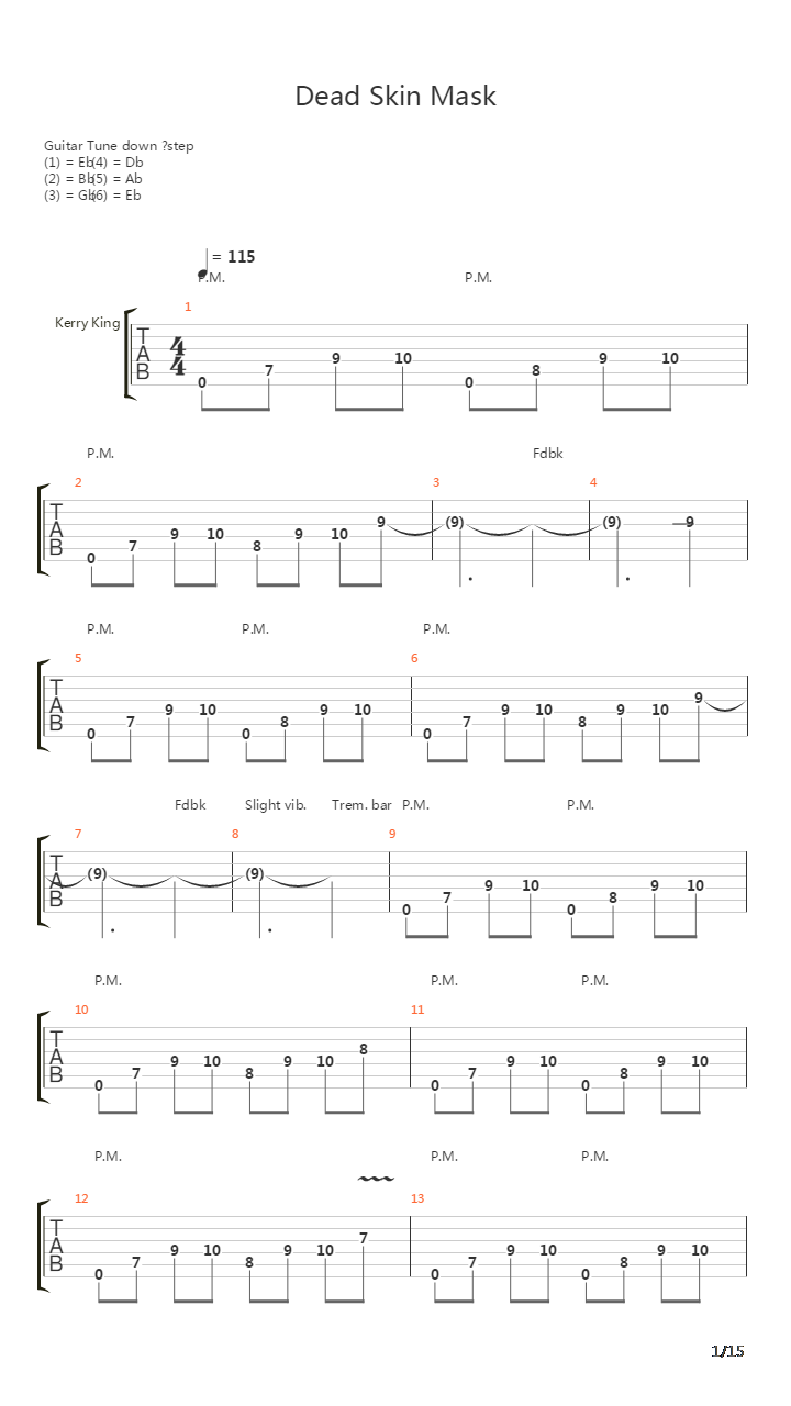 Dead Skin Mask吉他谱