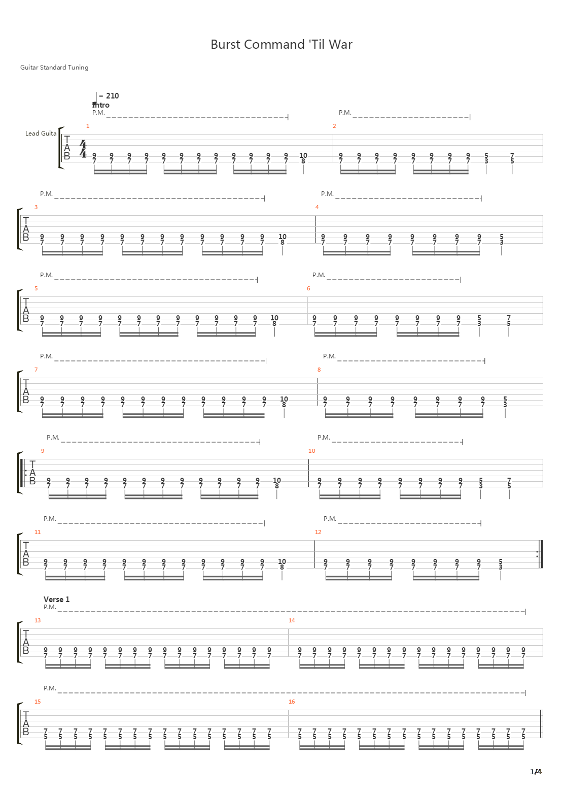 Burst Command Til War吉他谱