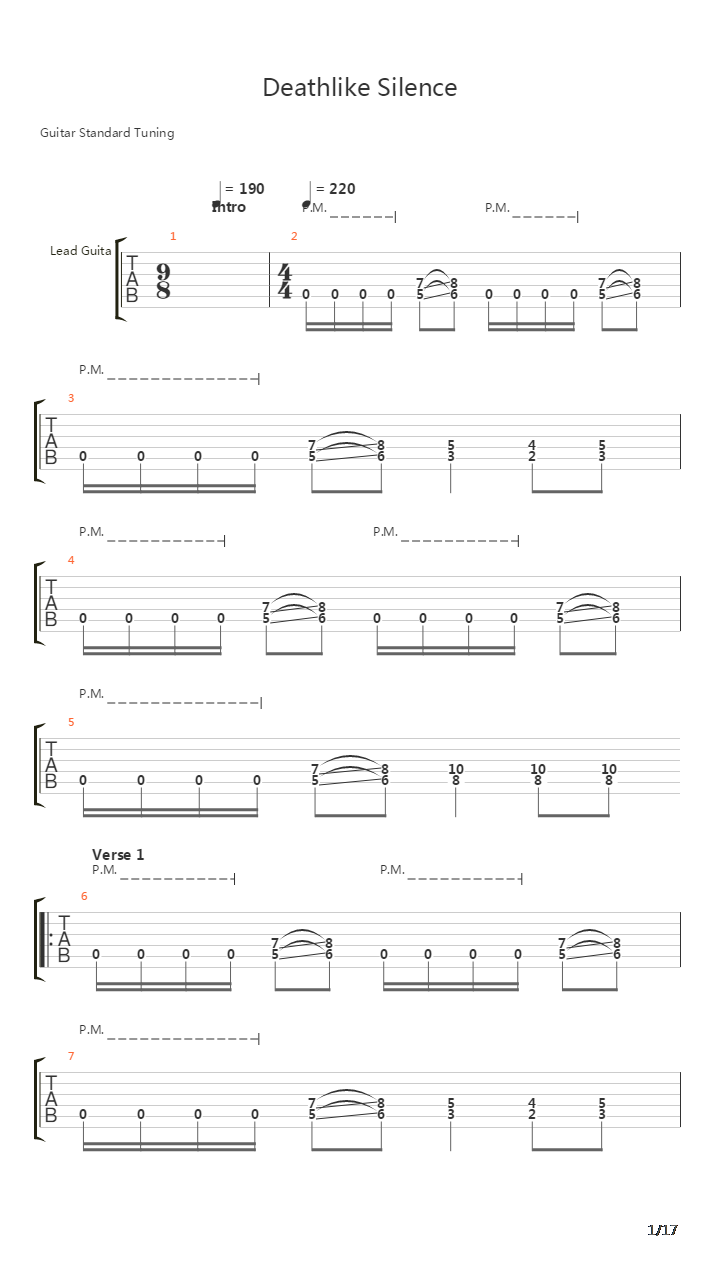 Deathlike Silence吉他谱
