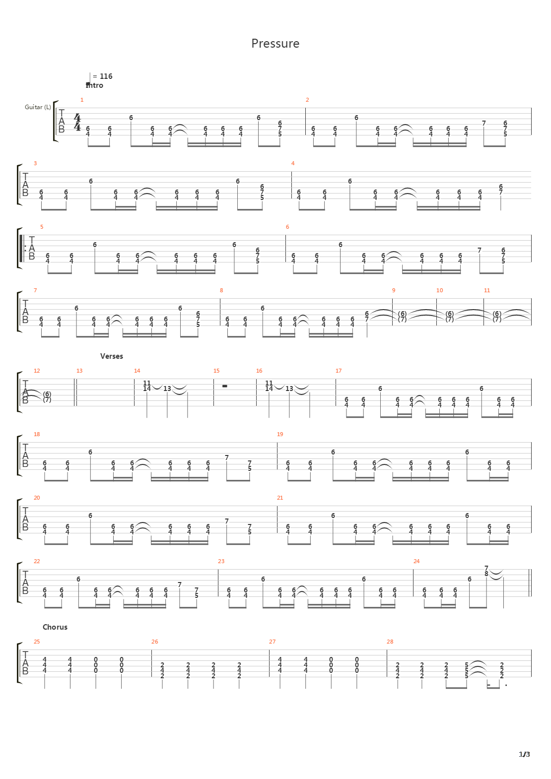 Pressure吉他谱