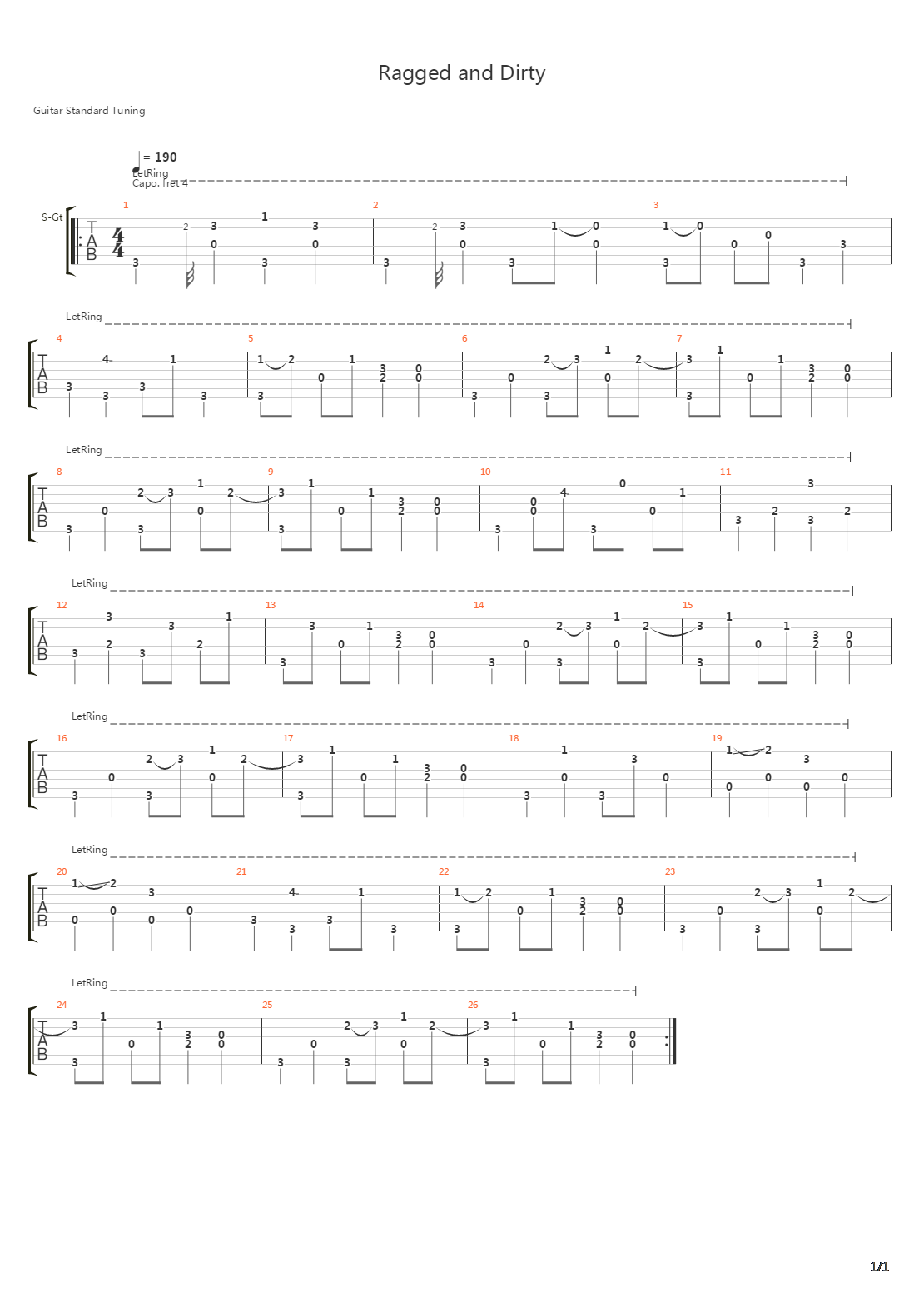 Ragged And Dirty吉他谱