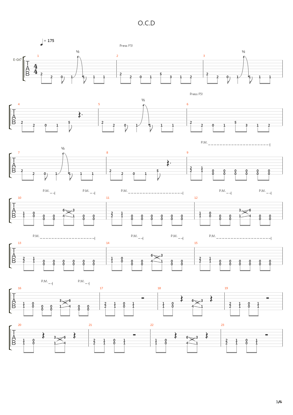 Ocd吉他谱