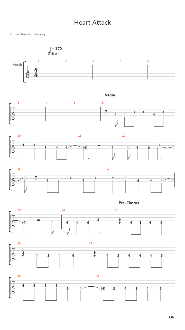 Heart Attack吉他谱