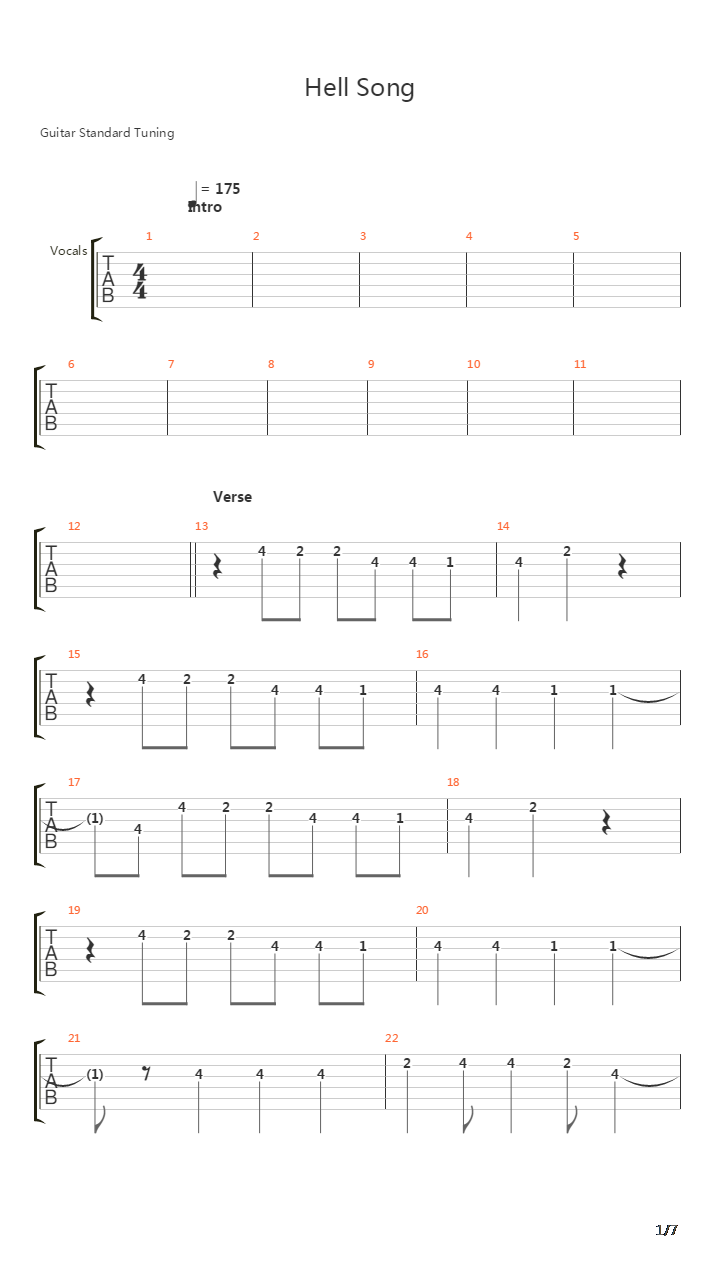 Hell Song吉他谱