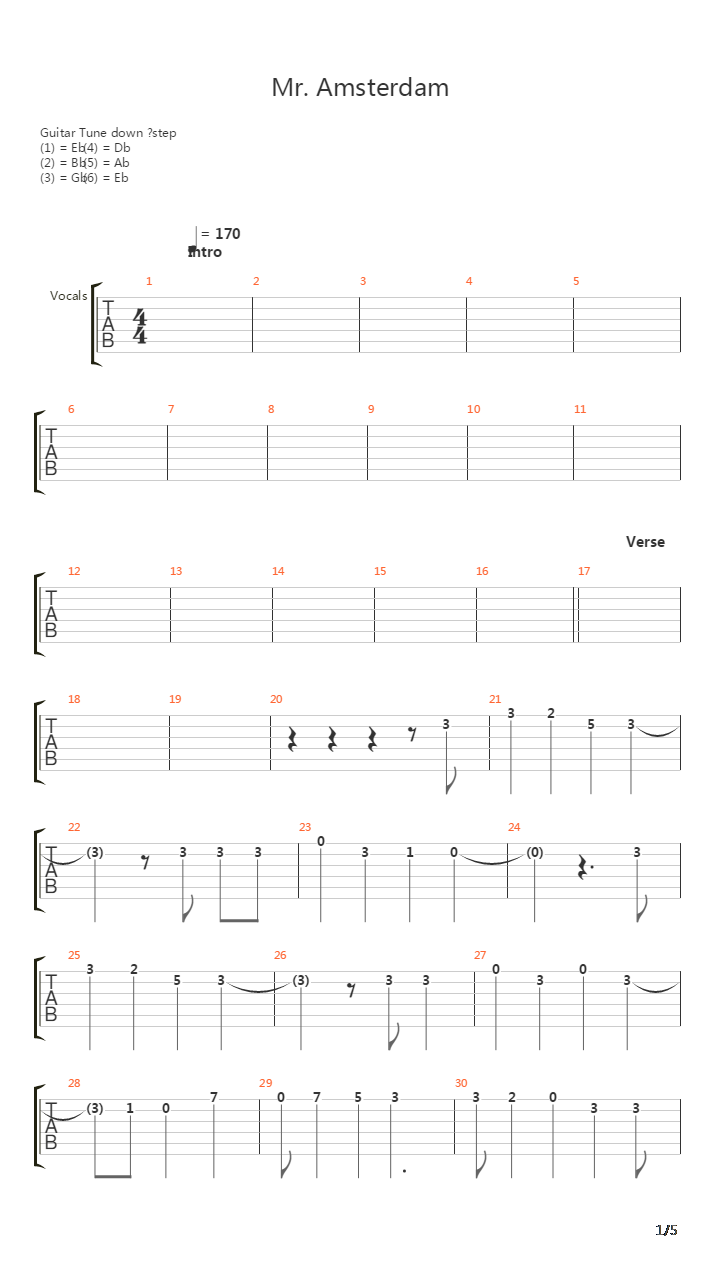Mr Amsterdam吉他谱
