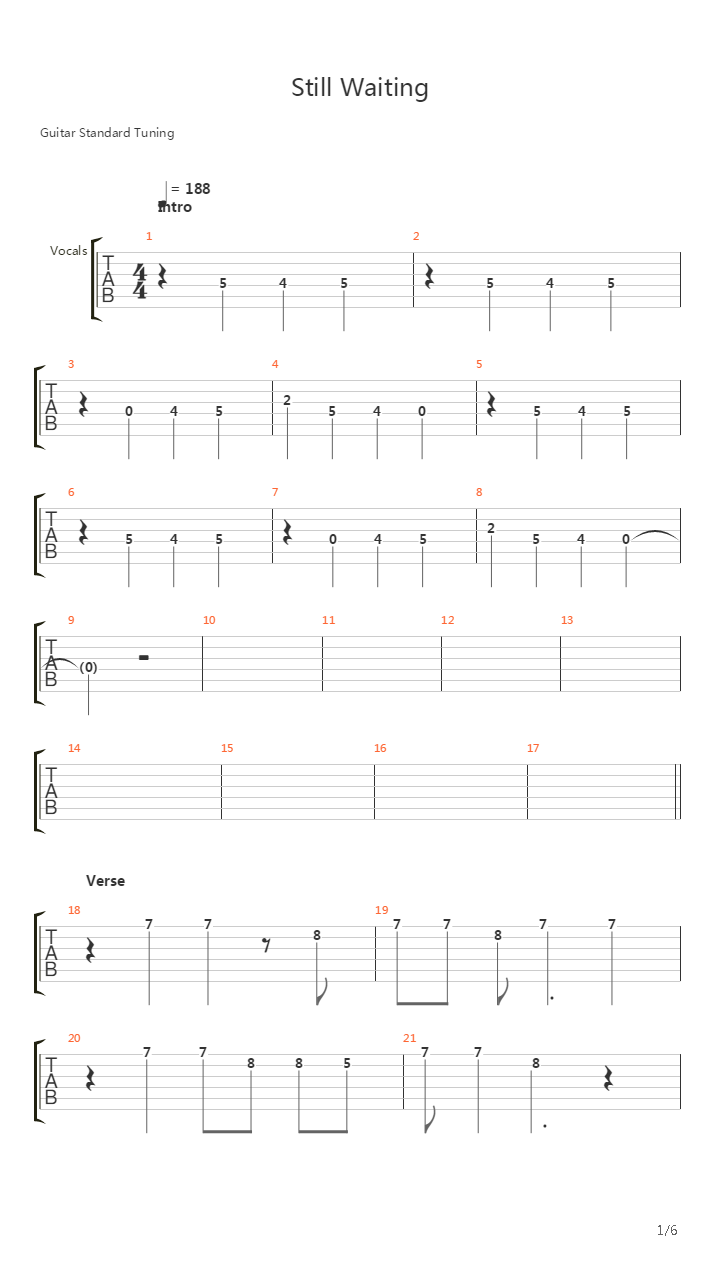 Still Waiting吉他谱