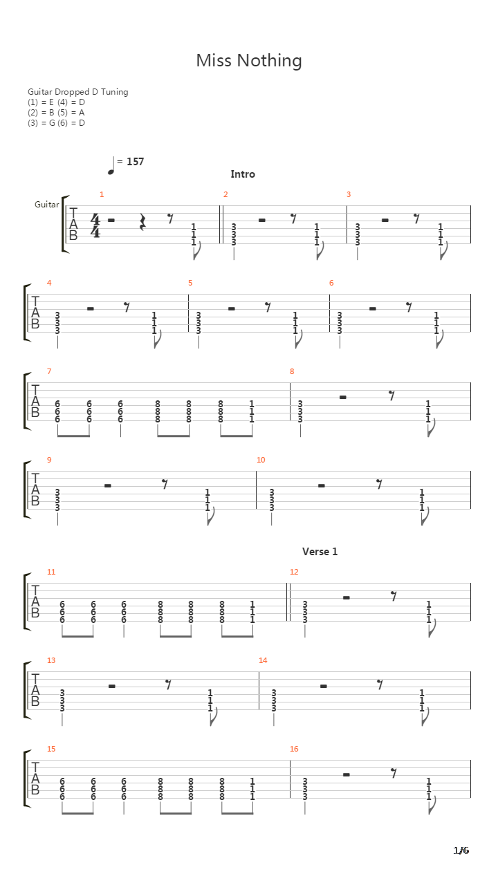 Miss Nothing吉他谱