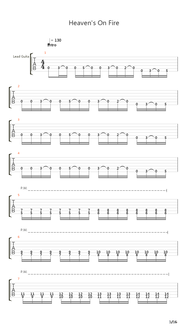 Heavens On Fire吉他谱