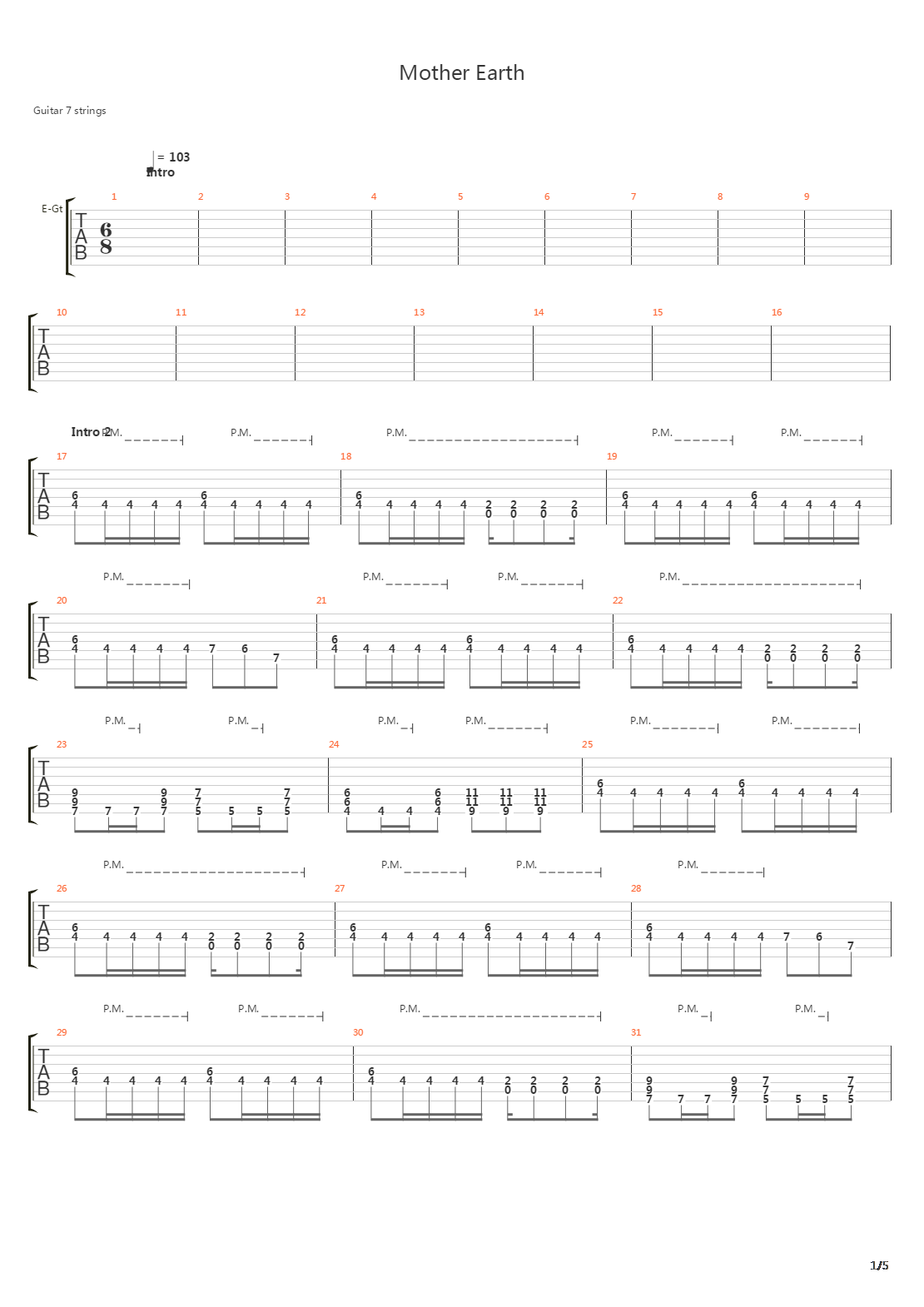 Mother Earth吉他谱