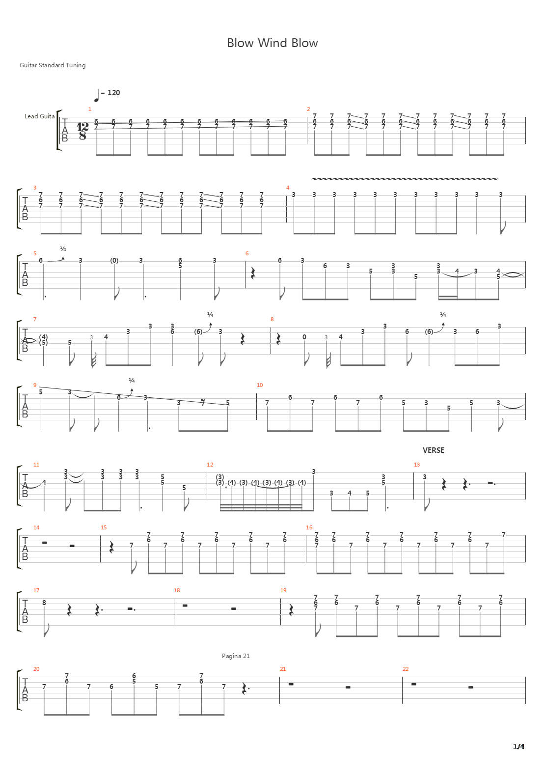 Blow Wind Blow吉他谱