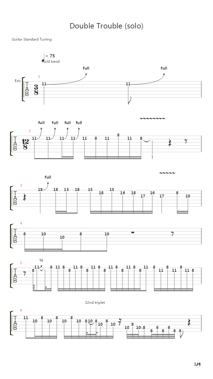 Double Trouble (solo)吉他谱