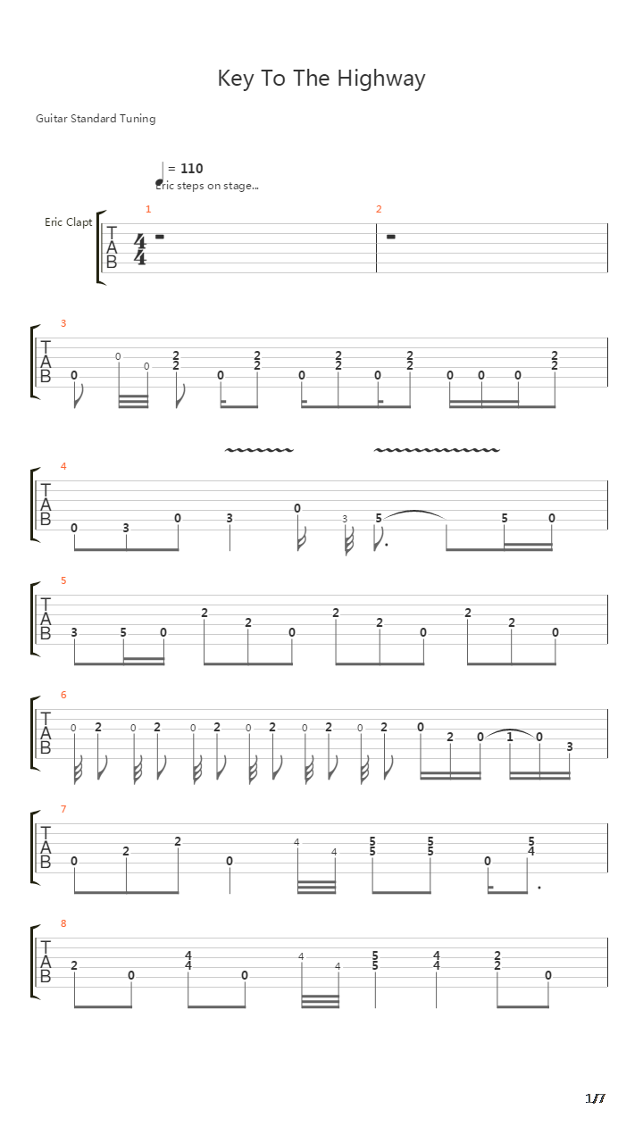 Key To The Highway吉他谱