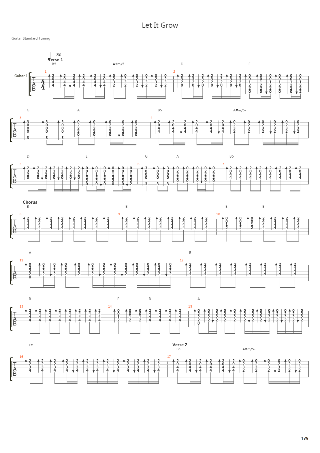 Let It Grow吉他谱
