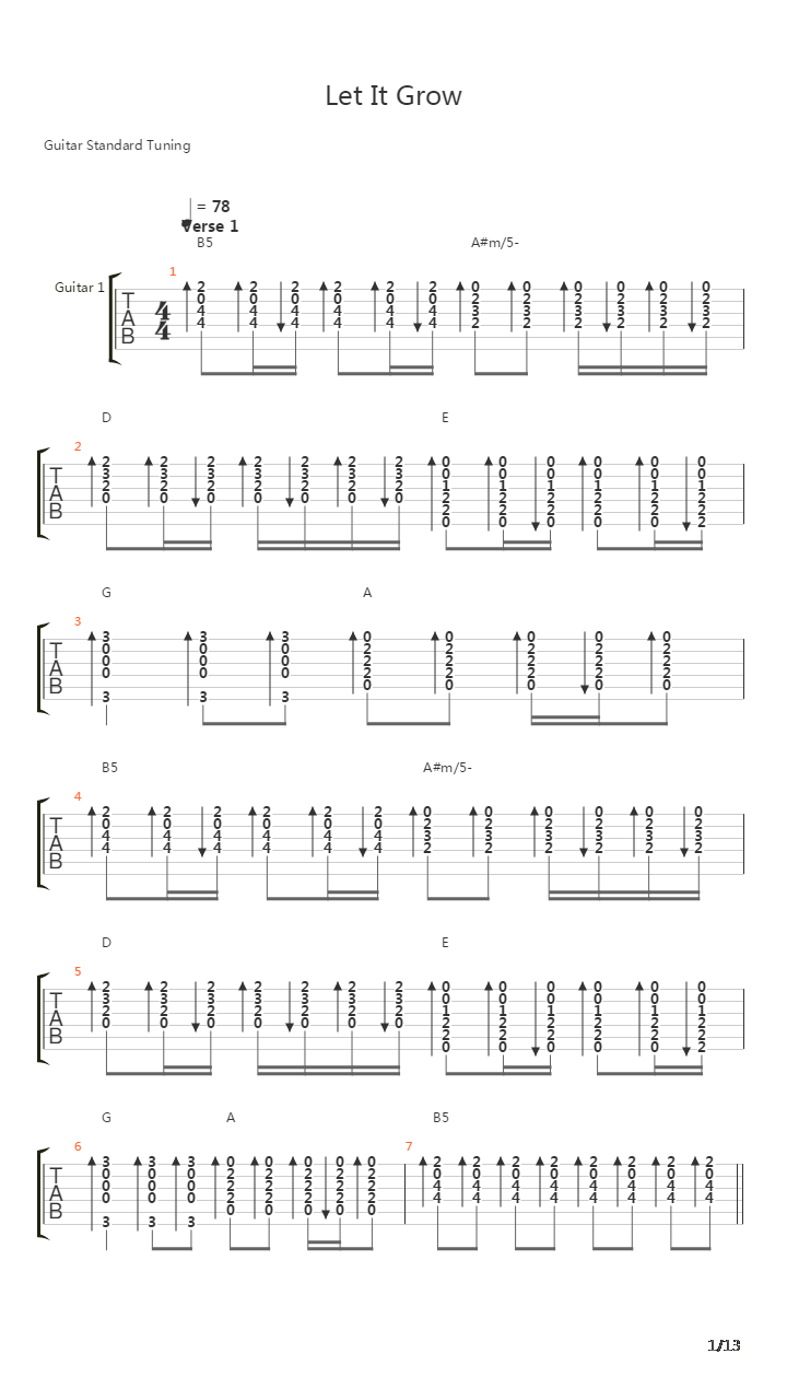 Let It Grow吉他谱