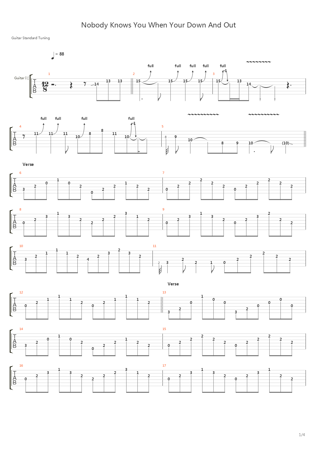Nobody Knows You When You're Down And Out吉他谱