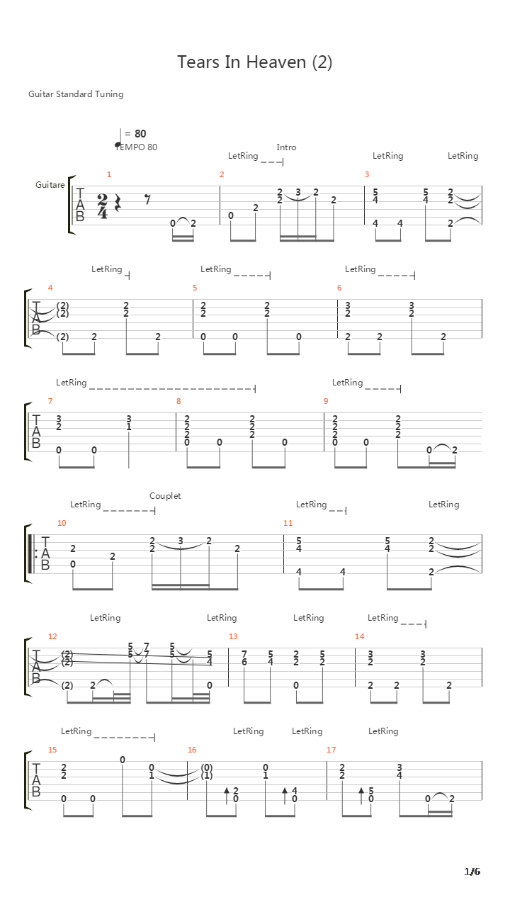 Tears In Heaven吉他谱