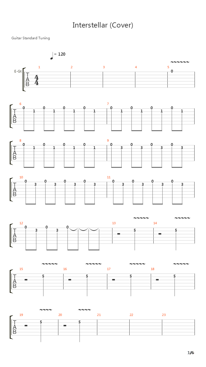 Interstellar吉他谱