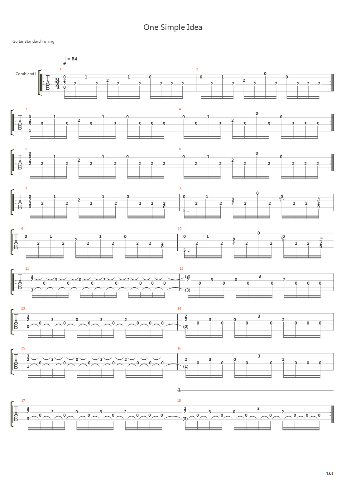 One Simple Idea (OST Inception )吉他谱