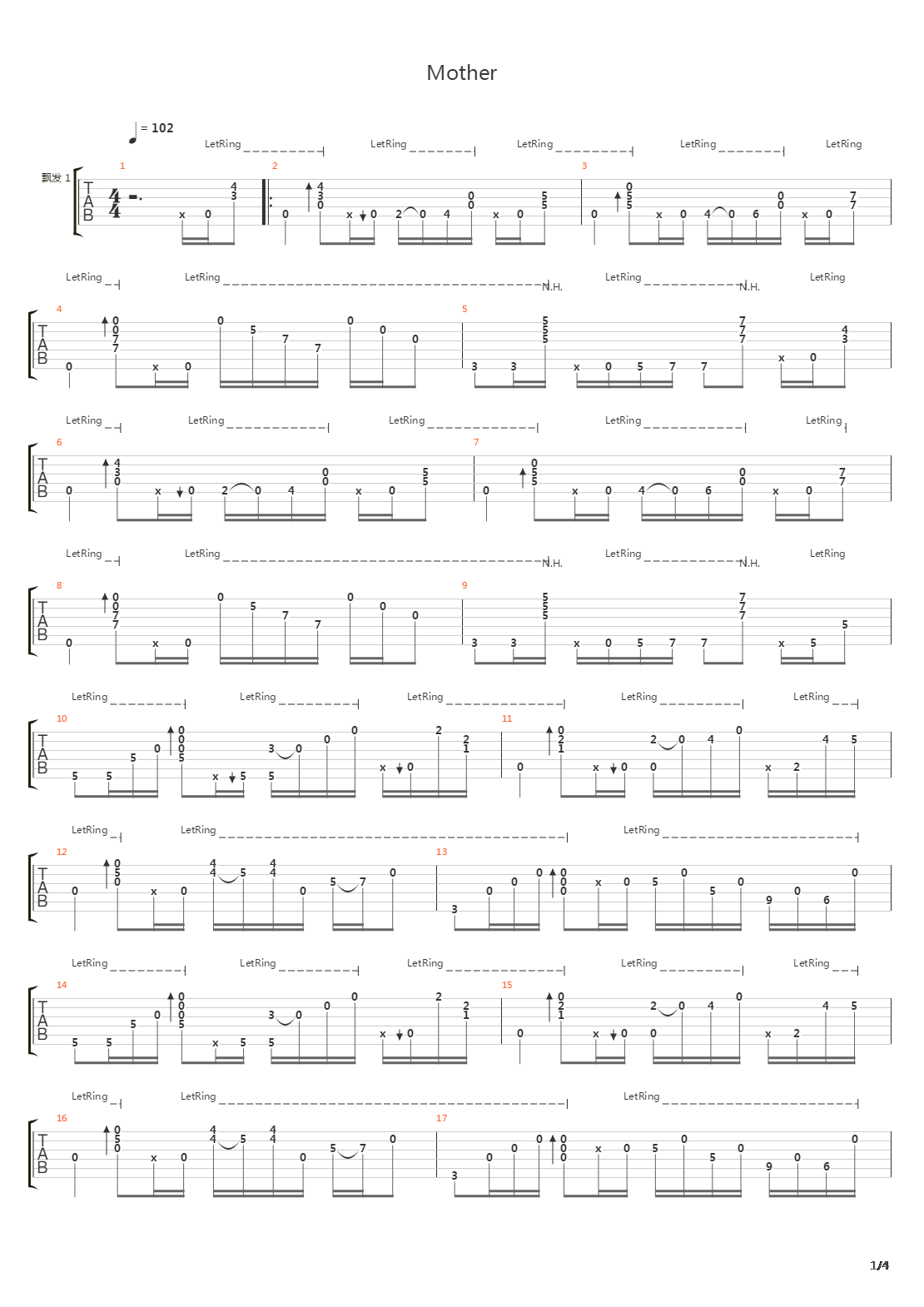 Mother吉他谱