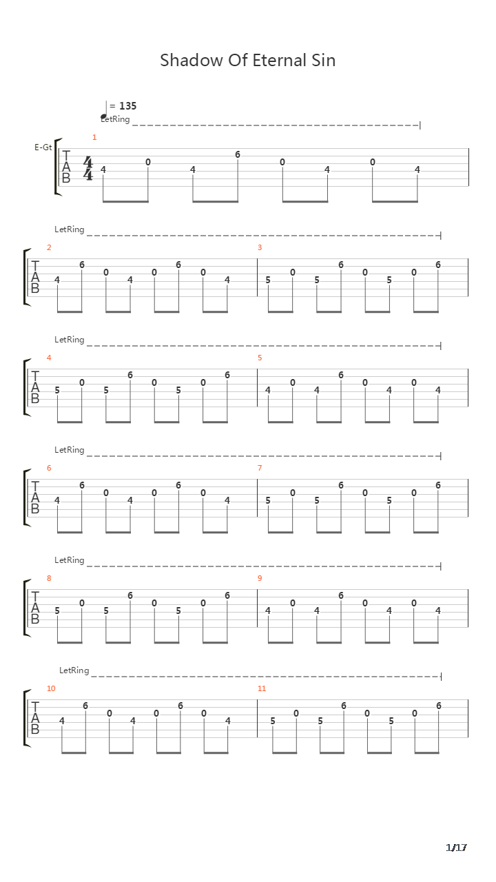 Shadow Of Eternal Sin吉他谱