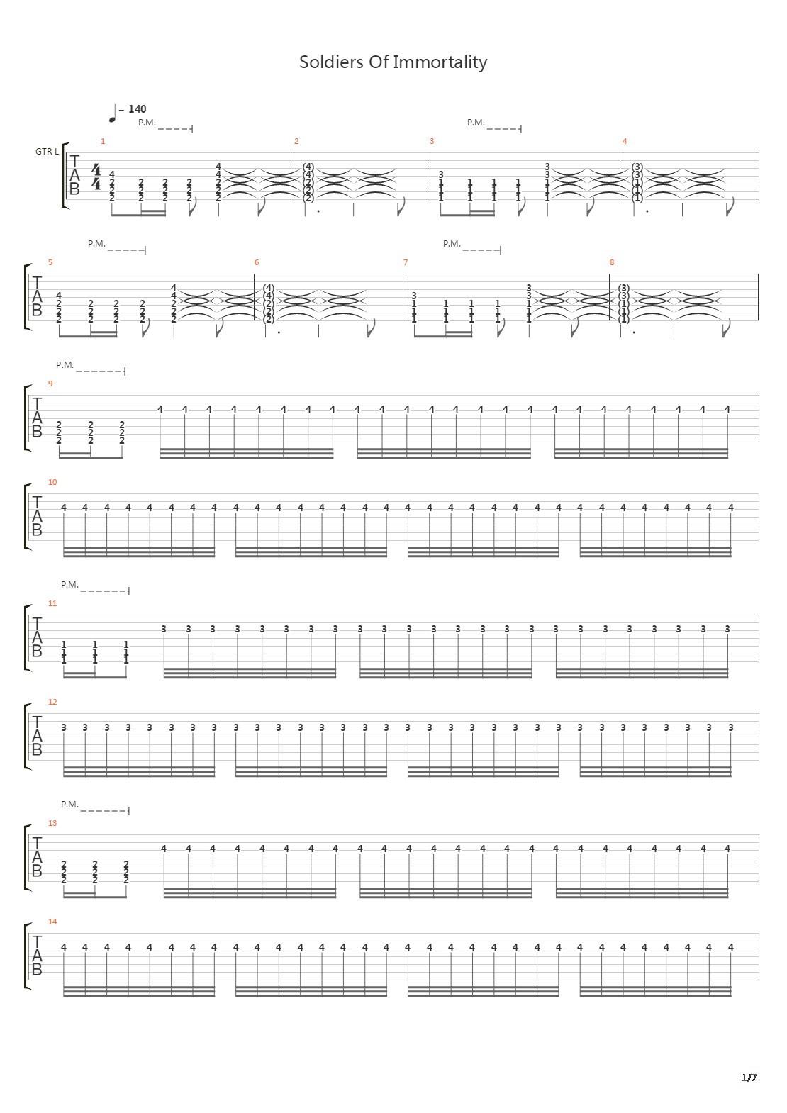 Soldiers Of Immortality吉他谱