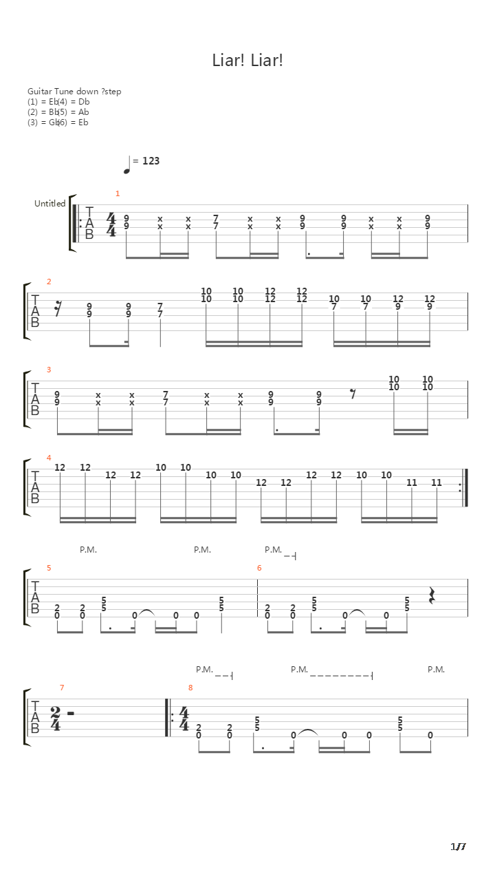 Liar Liar吉他谱