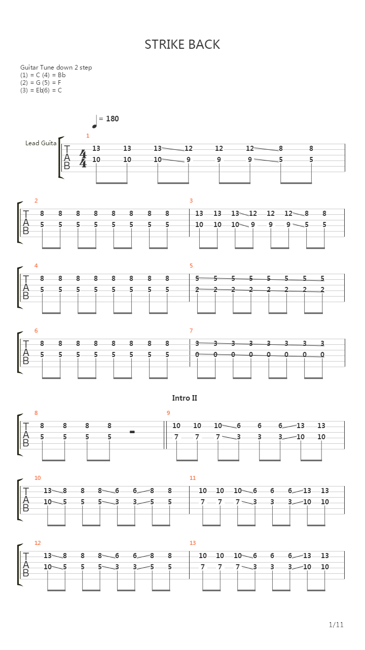 STRIKE BACK(妖精的尾巴 OP16)吉他谱