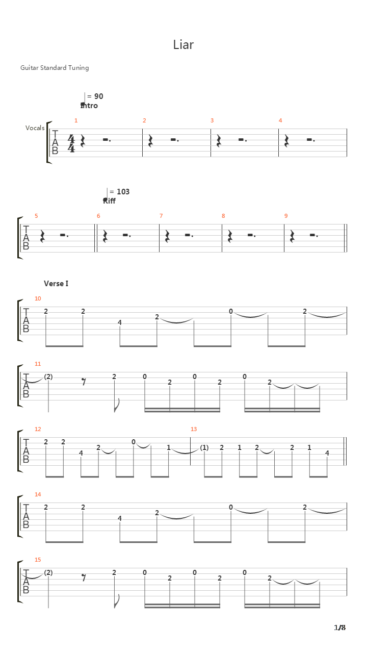 Liar吉他谱