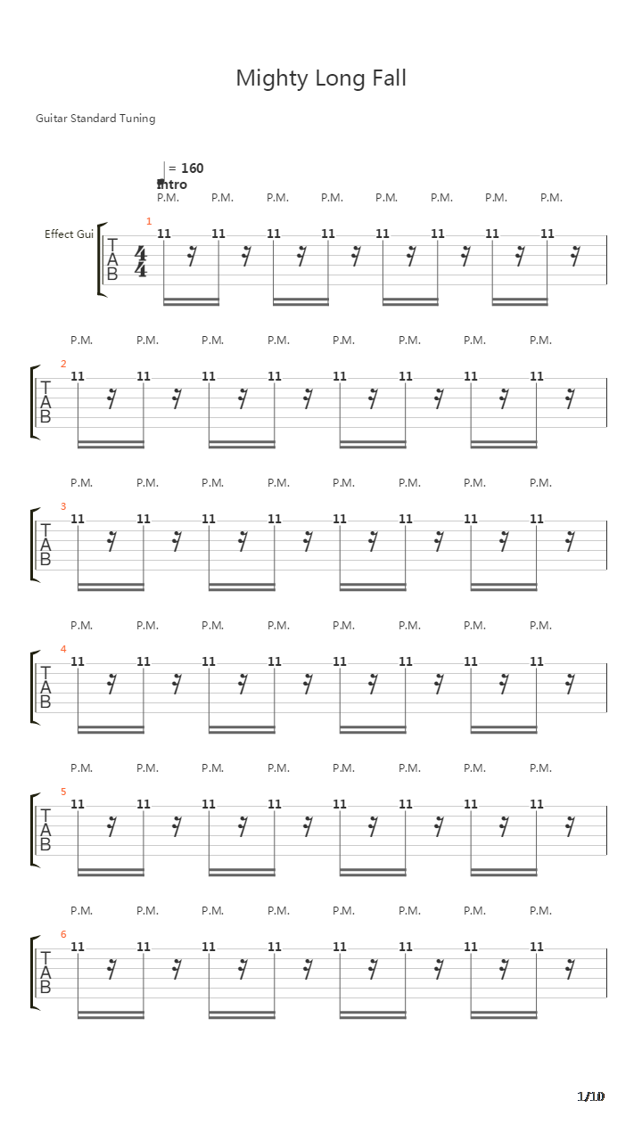 Mighty Long Fall吉他谱