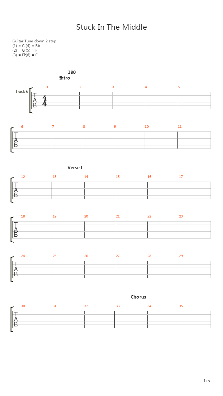 Stuck In The Middle吉他谱