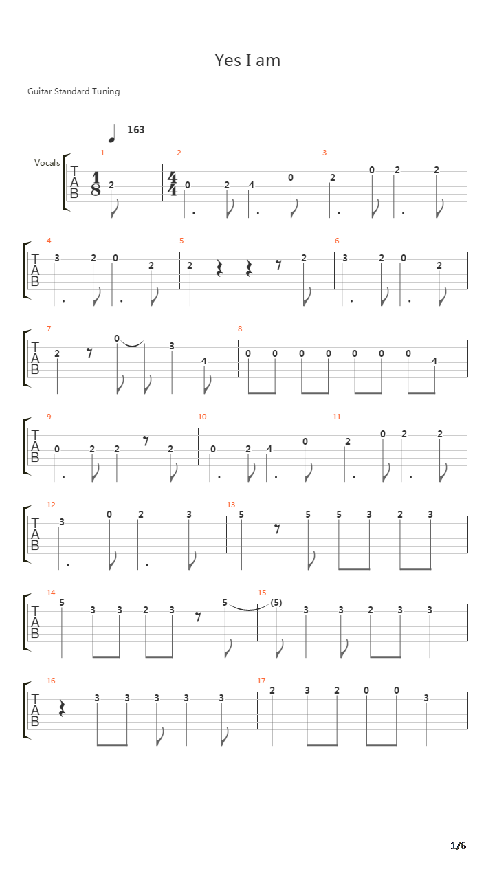 Yes I Am (Full Band)吉他谱