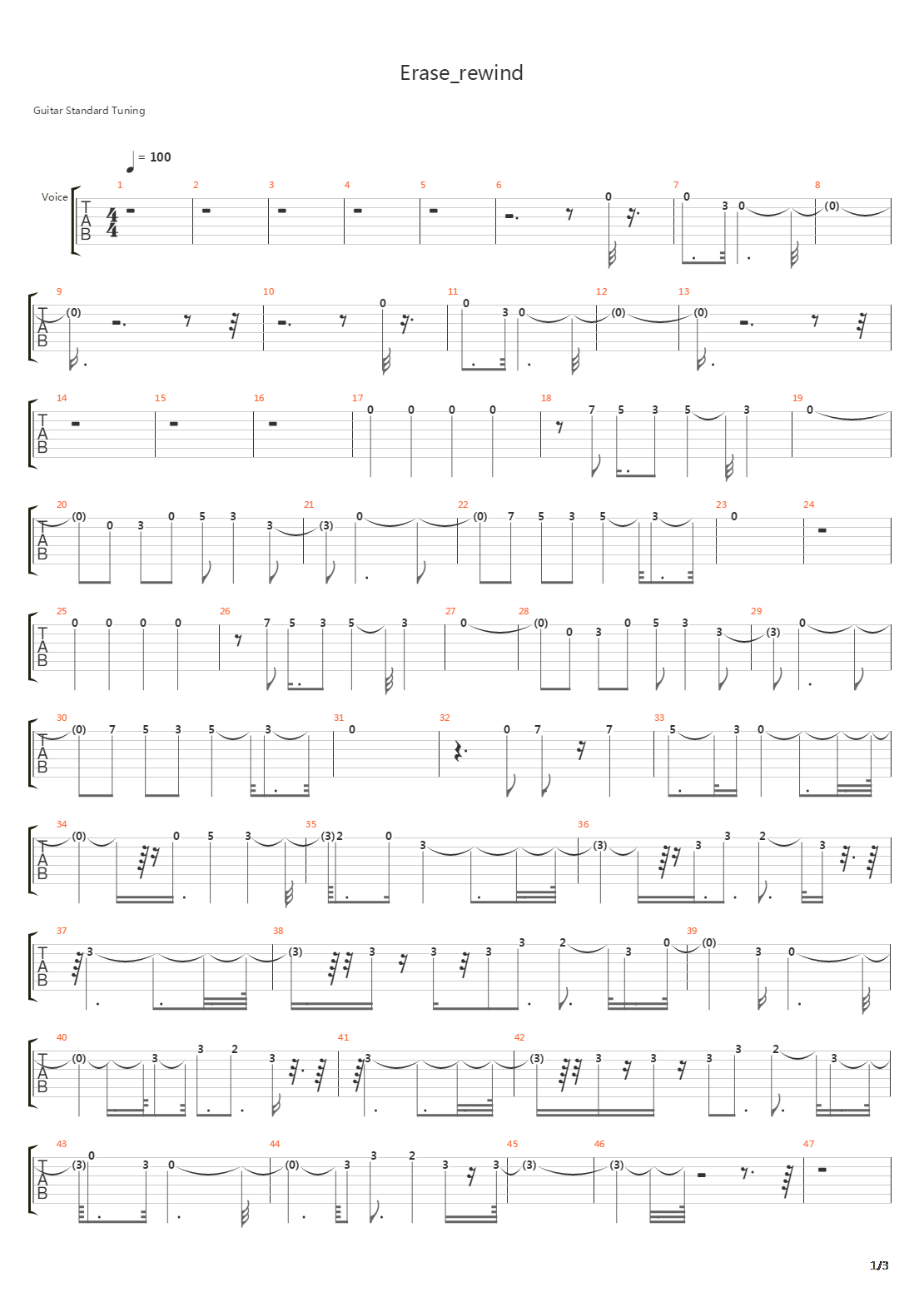 Erase and Rewind吉他谱