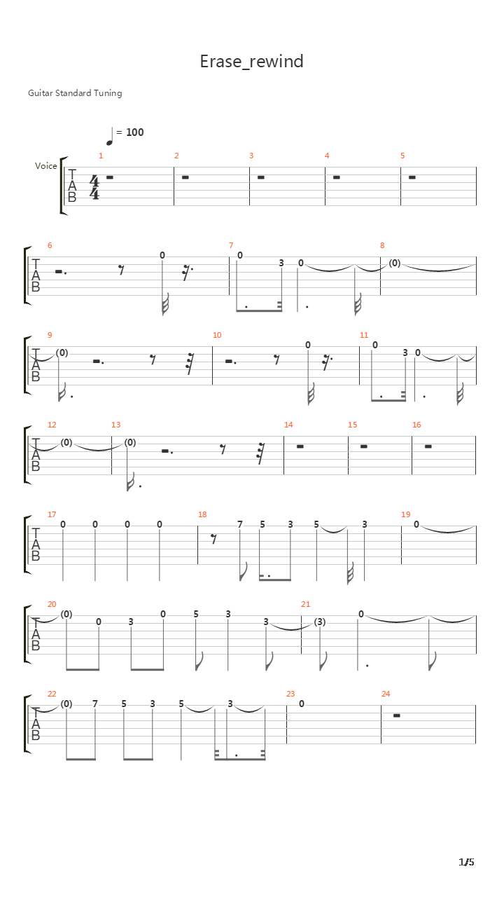 Erase and Rewind吉他谱