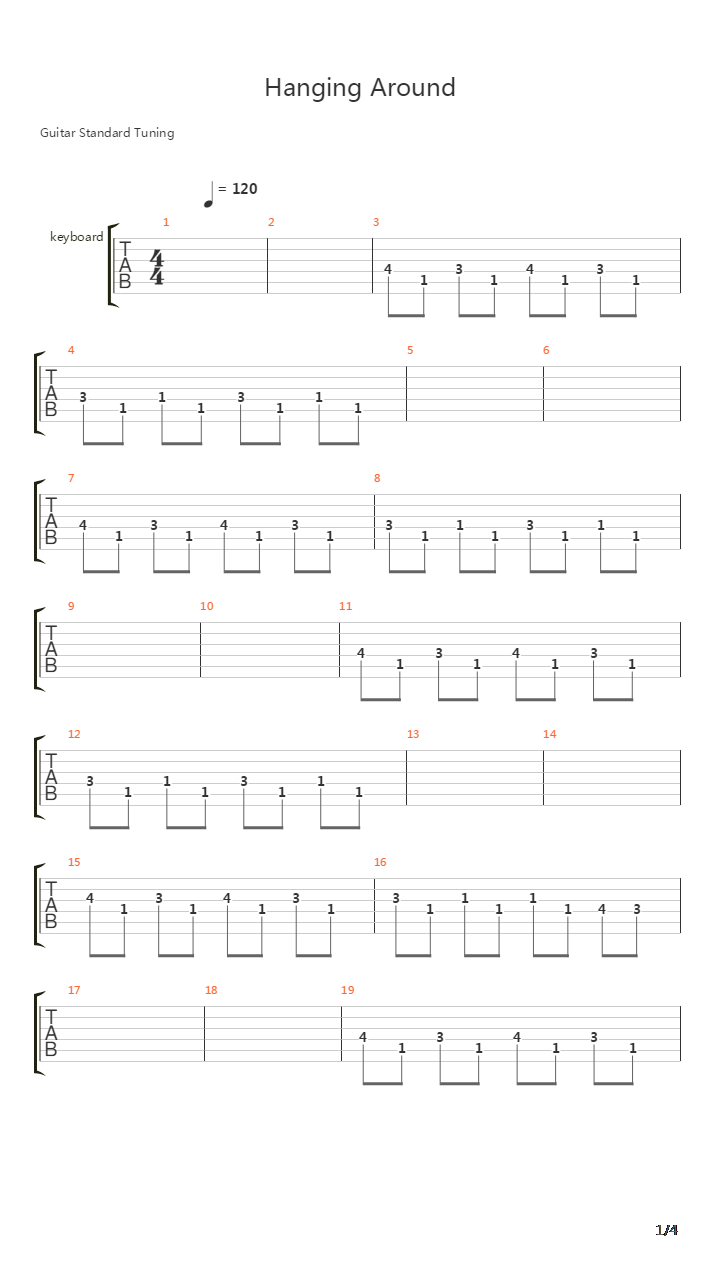 Hanging Around吉他谱