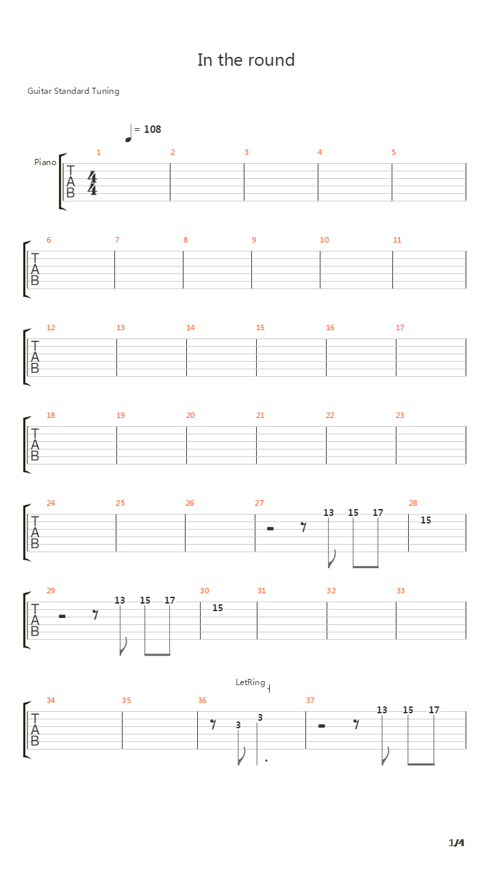 In The Round吉他谱