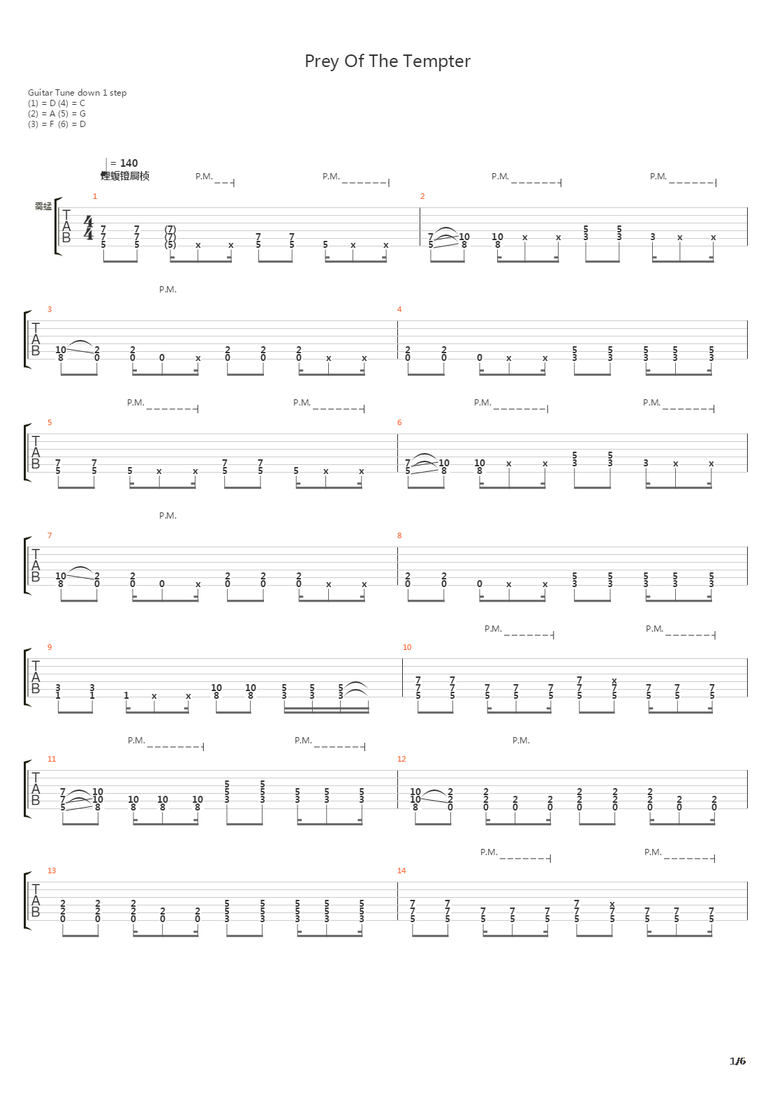 Prey Of The Tempter吉他谱