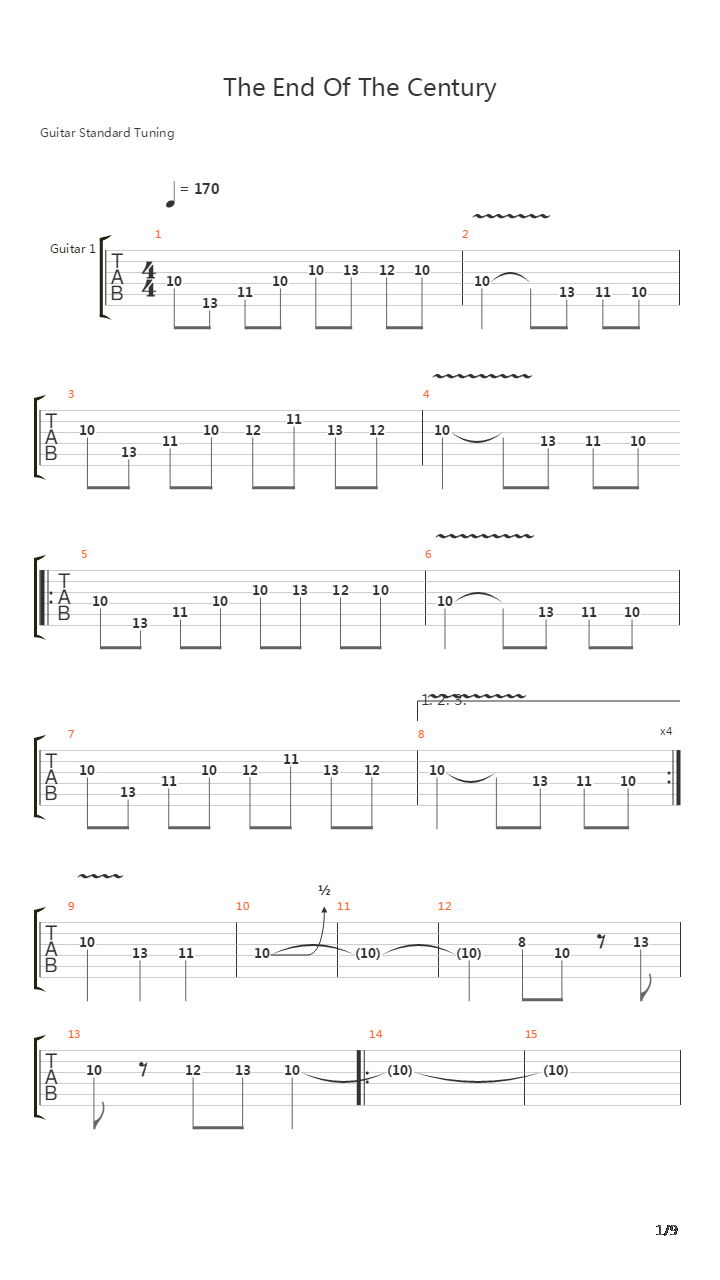 The End Of The Century吉他谱