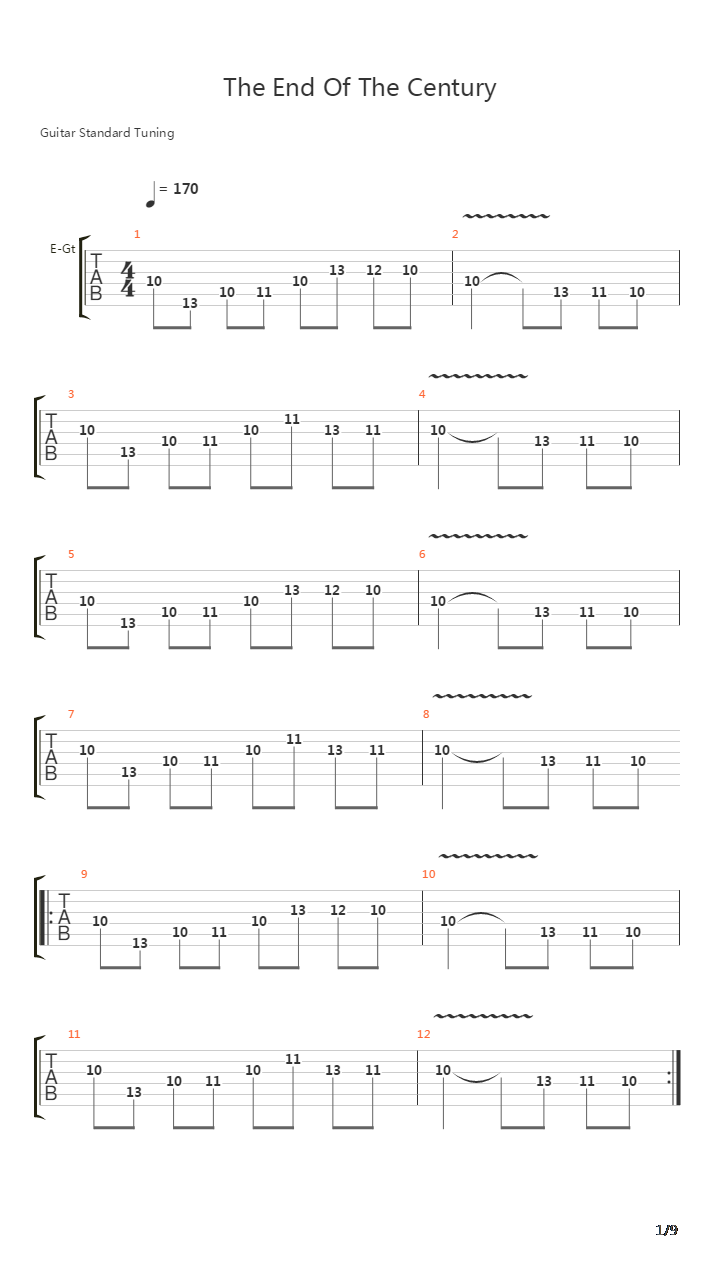 The End Of The Century吉他谱