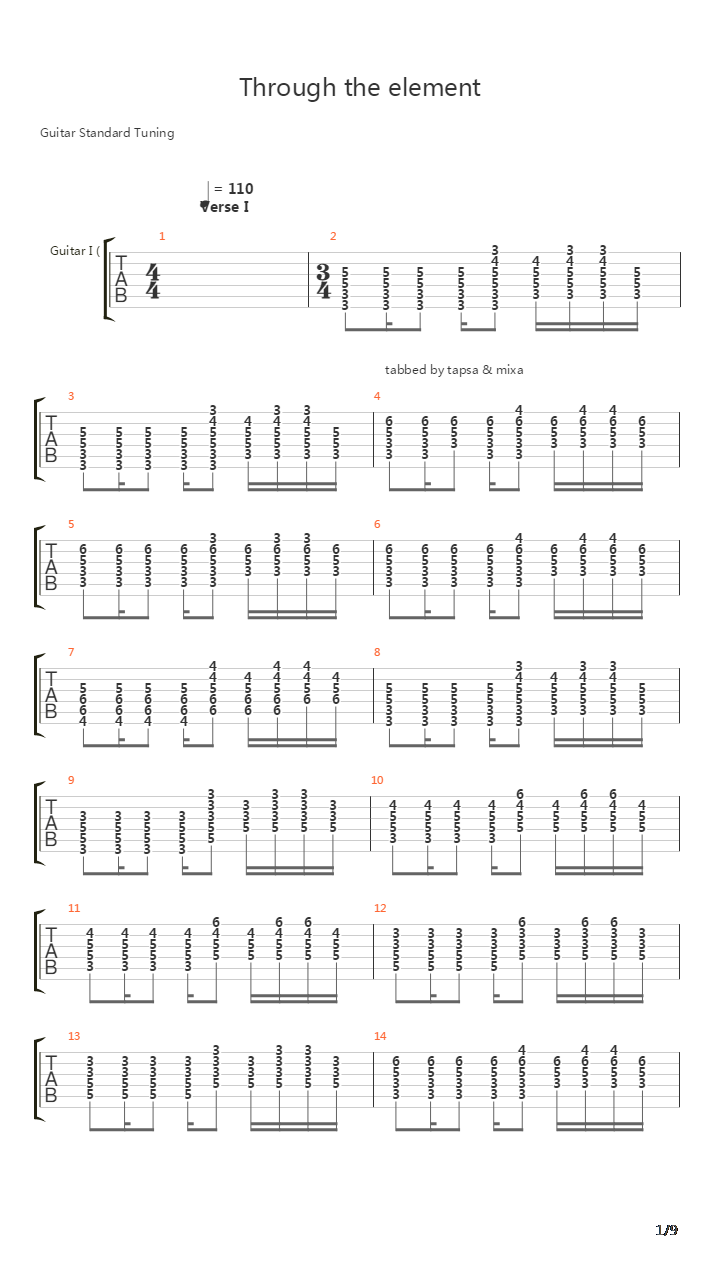 Through The Element吉他谱