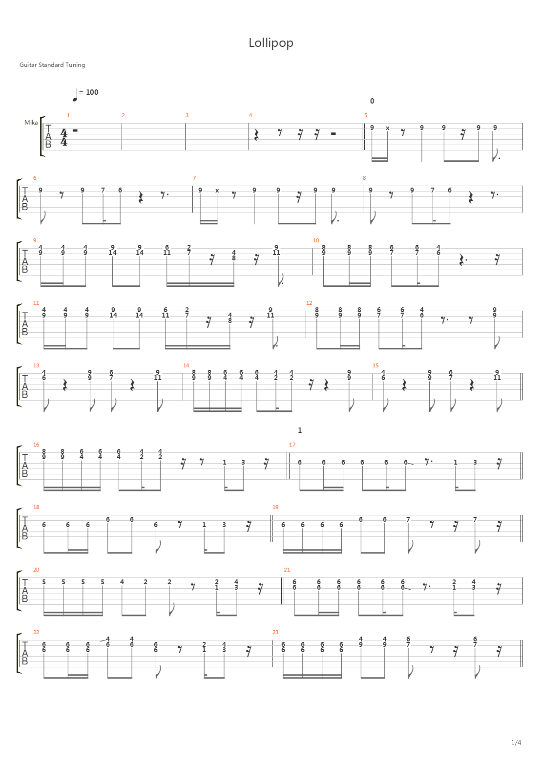 Lollipop（总谱）吉他谱