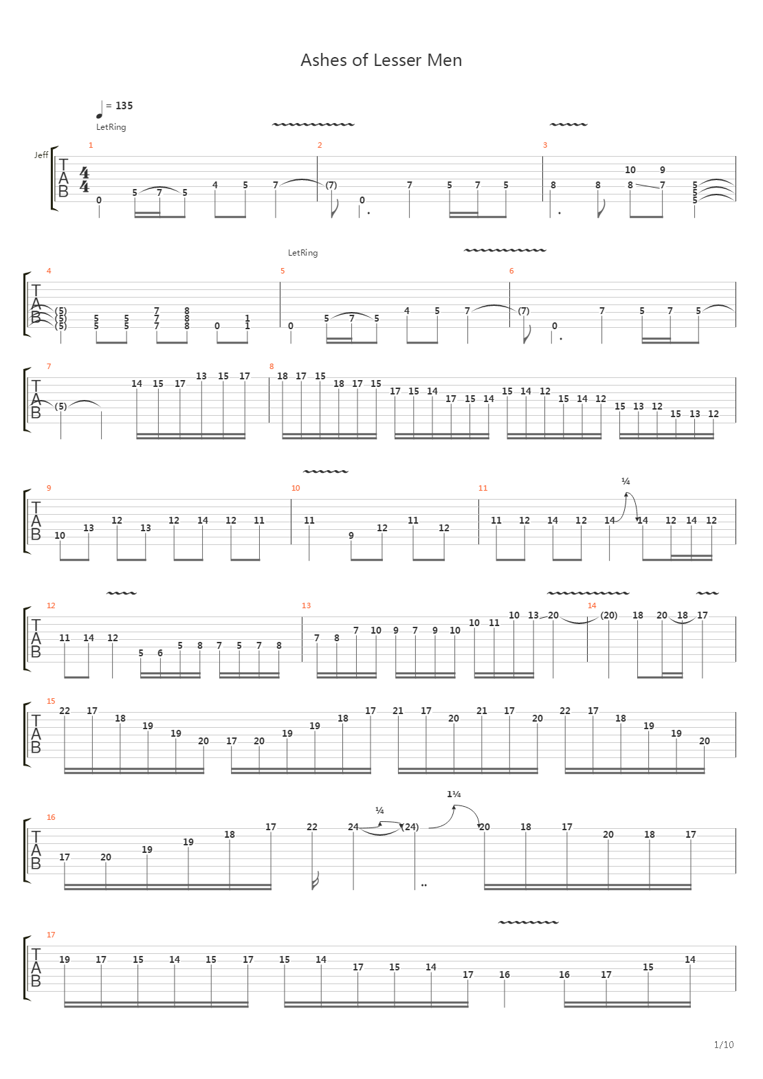 Ashes Of Lesser Men吉他谱