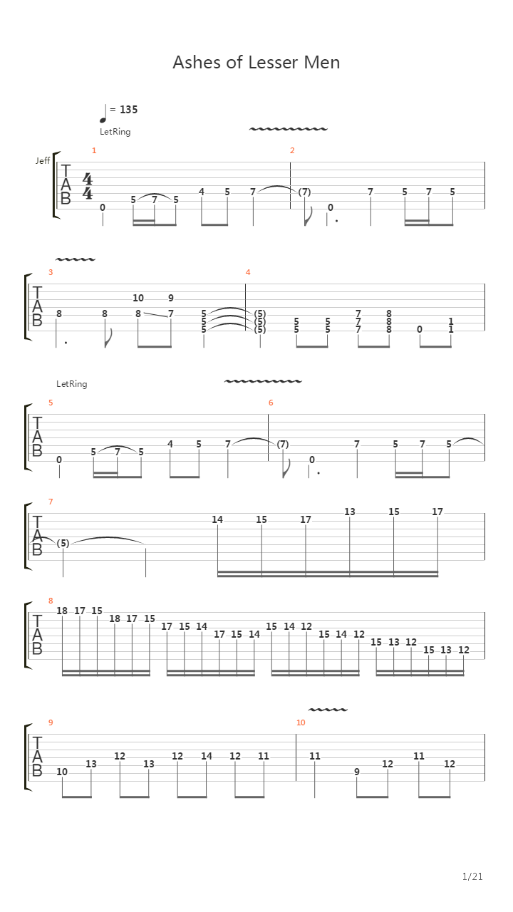 Ashes Of Lesser Men吉他谱