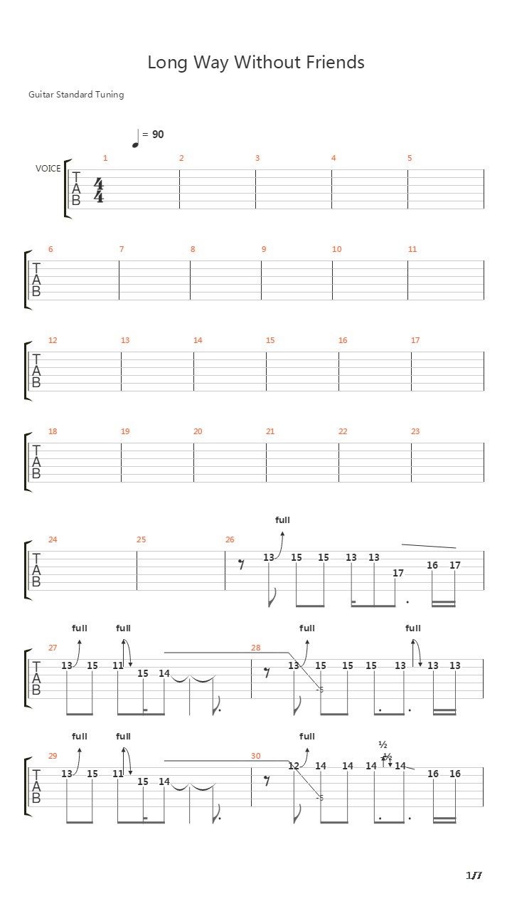Long Way Without Friends吉他谱