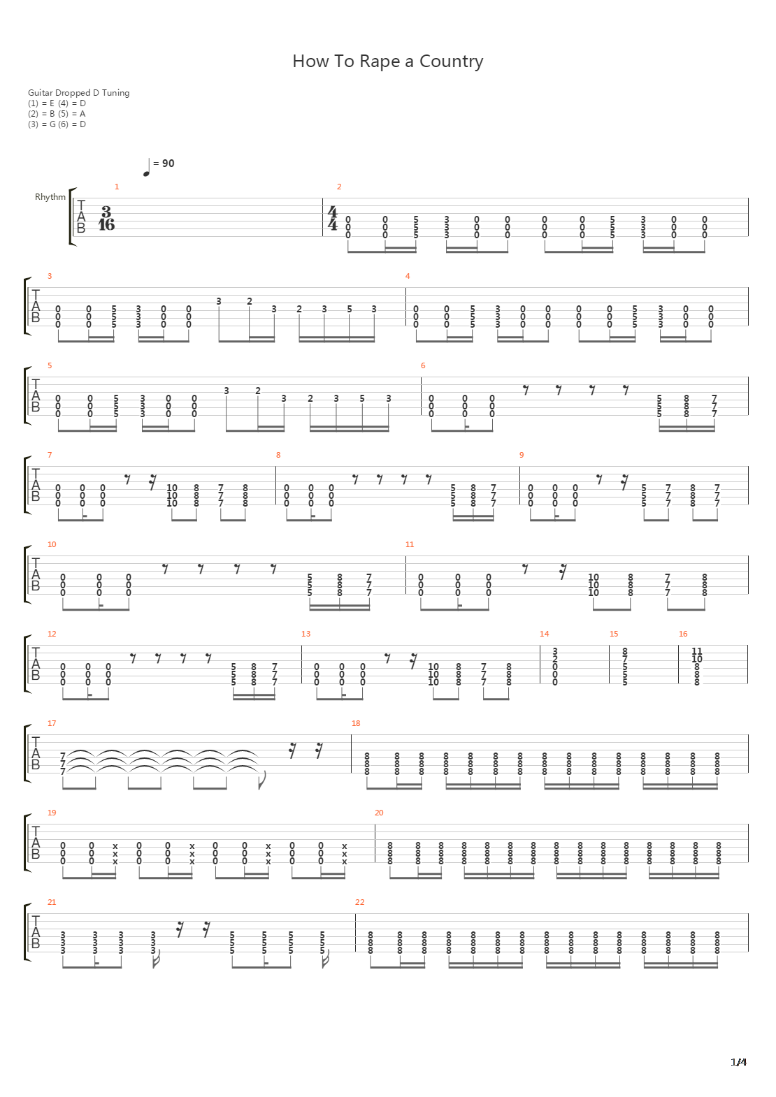 How To Rape A Country吉他谱