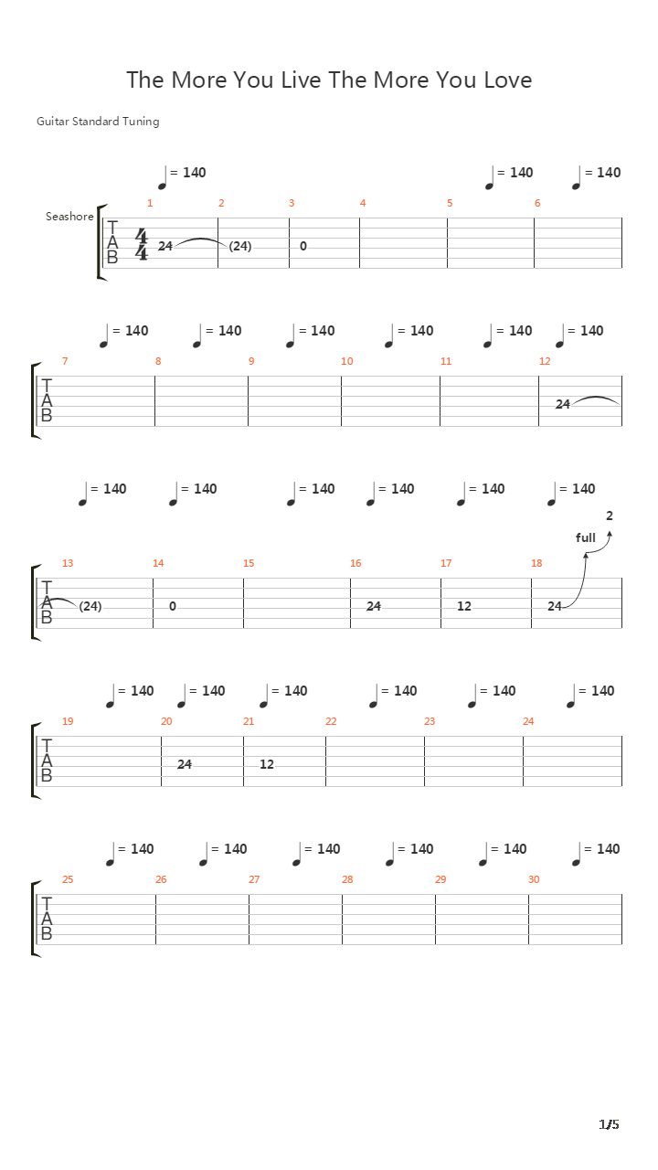 The More You Live More You Love吉他谱