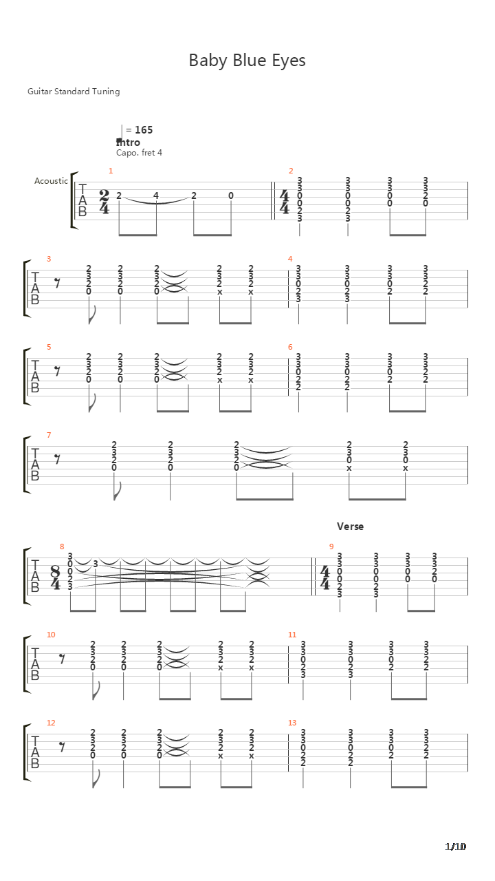 Baby Blue Eyes吉他谱