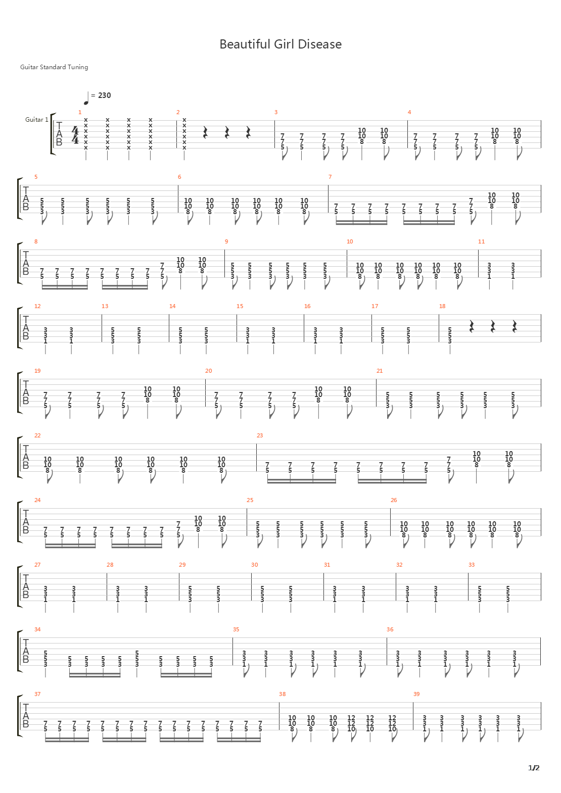 Beautiful Girl Disease吉他谱
